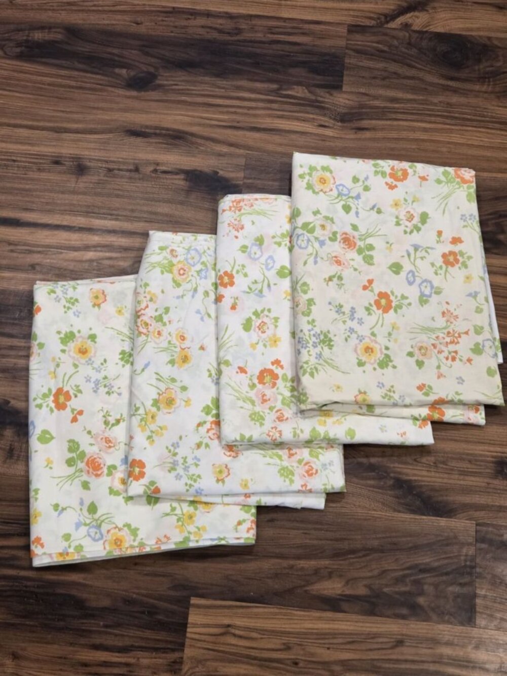 Vtg Springmaid Wondercale Twin Flat Sheets Set of 4 + Pillowcase Floral